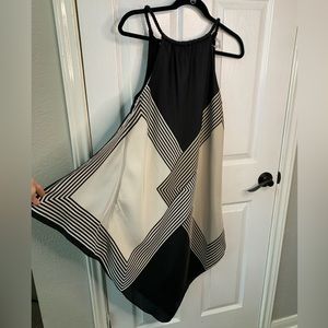 Rachel Roy Asymmetrical Dress Black Beige Cream